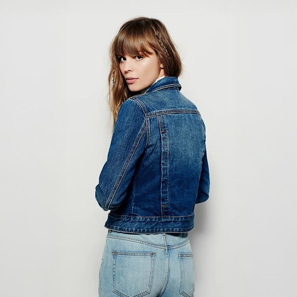 Free People Fitted Denim Jacket in Indigo - sz Small - Picture 3 of 7